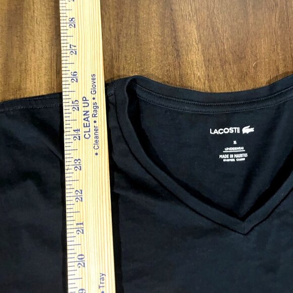 Lacoste Mens Black V-Neck T-Shirt XL Cotton Blend Casual Wear - Picture 3 of 4